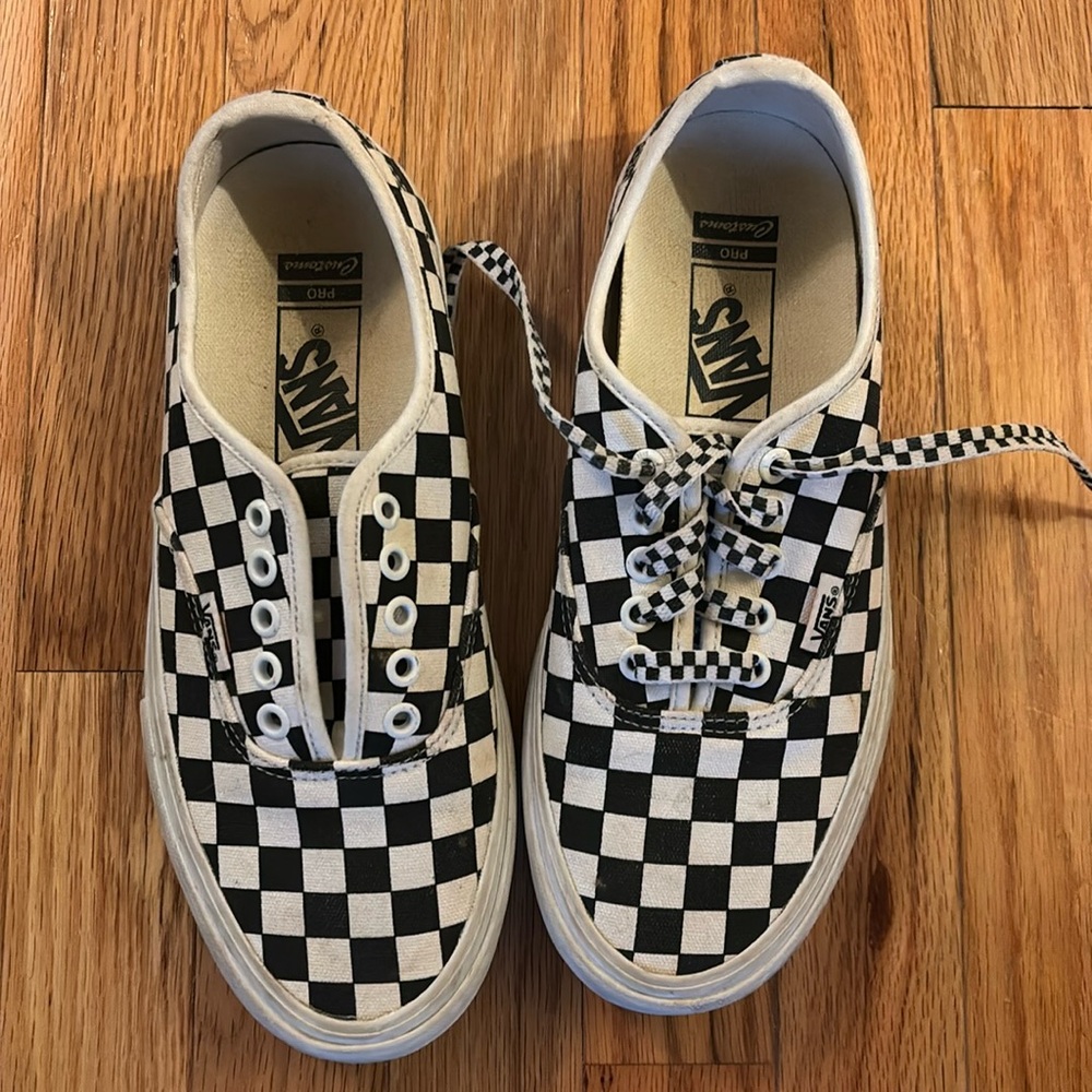 Black and White Checked Vans Pro Customs